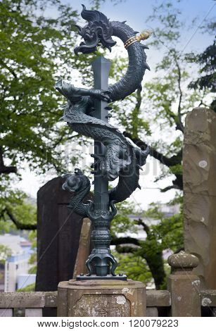 japanese dragon statue in a Shinsho Temple Narita Japan