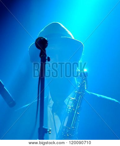 Singers performing live on stage