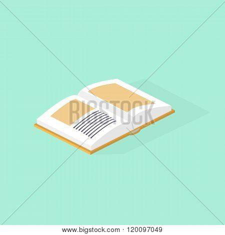 Open book isometric color vector illustration