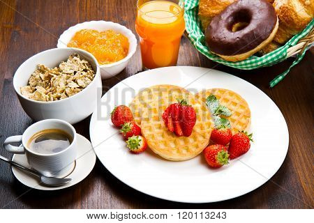 Homemade Waffles With Fruit