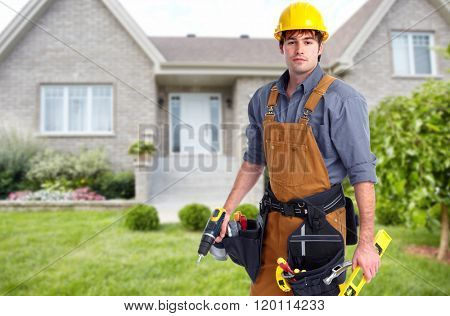 Builder handyman near new house.
