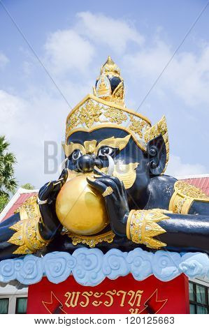 Rahu statue in temple Thailand in wat Saman Rattanaram on December 1, 2015 in Chachoengsao, Thailand