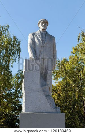 Monument to Vladimir Lenin in urban village Anna, Russia