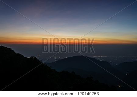 Skyline And Sunrise In Doi Ang Khang, Chiang Mai, Thailand