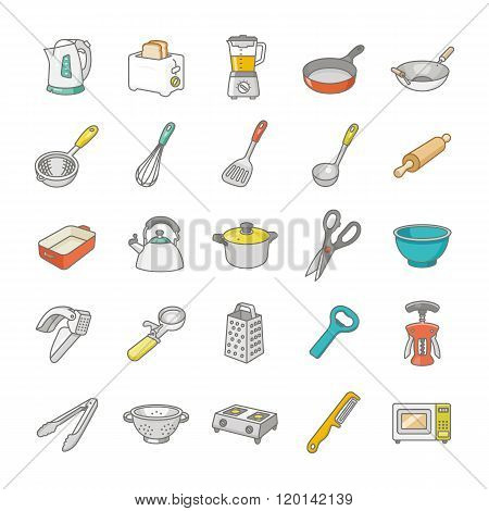 Kitchenware color vector icons