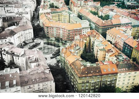From Sketch To The Prague City, Past And Present, Old Houses