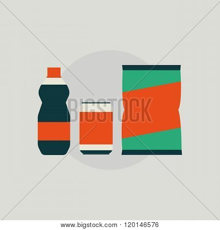 Fast food set. Fast food concept vector illustration. Fast food icon. Fast food on flat style.