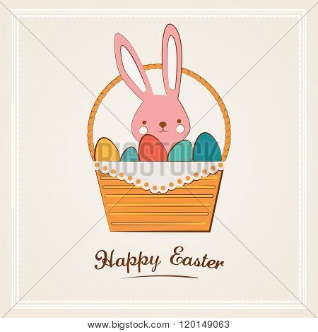 Easter bunny with Easter basket full of Easter eggs