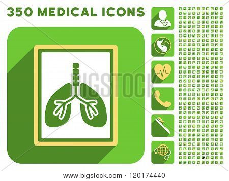 Lungs X-Ray Photo Icon and Medical Longshadow Icon Set
