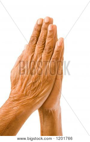 Old mãos rezando