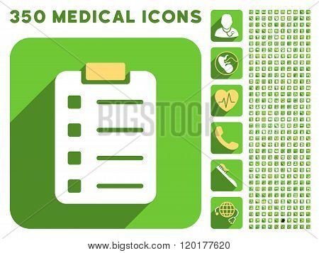 Pad Form Icon and Medical Longshadow Icon Set