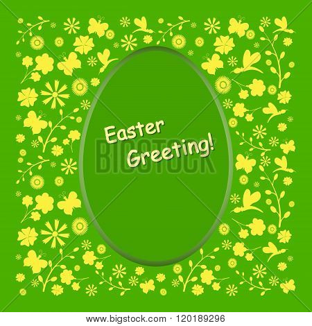 Easter Card With Yellow Silhouettes.