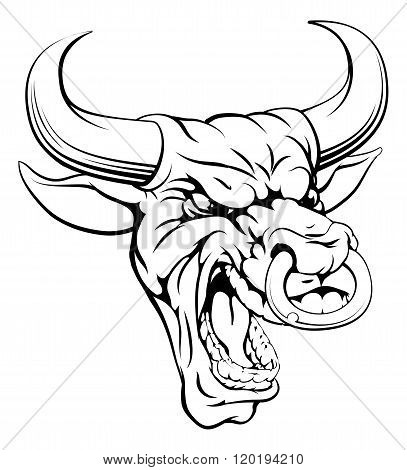 Bull Sports Mascot Head