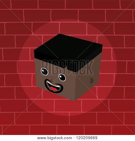 Male Isometric Block Cartoon Head