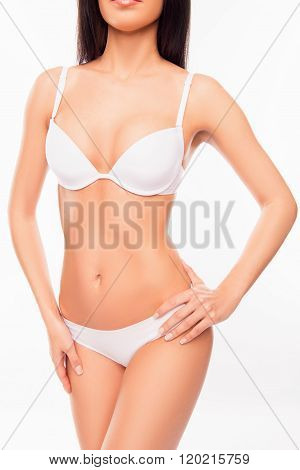 Young Sexy Woman Demonstrate Her White Undies