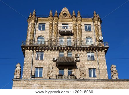Ancient building at Kreschatyk street in Kiev Ukraine