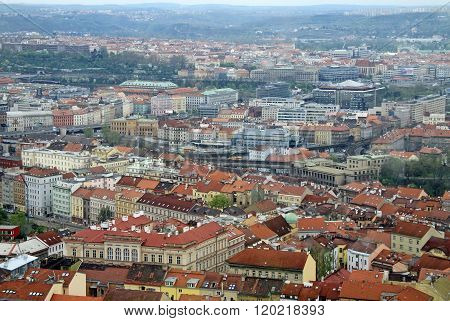 Prague, Czech Republic - April 28, 2013: View Of Prague 1 District From Zizkov Telecommunication Tow