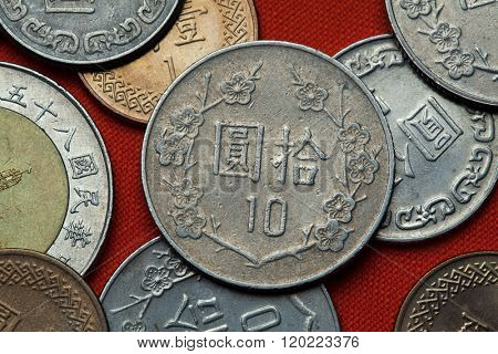 Coins of Taiwan. Taiwan 10 dollars coin