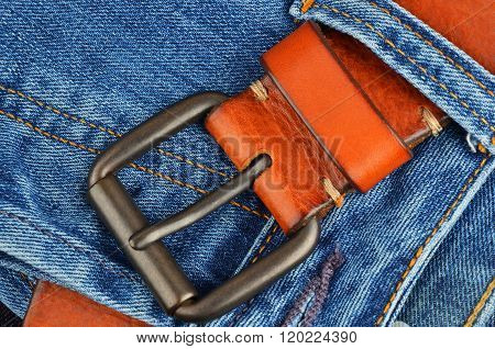 Blue Jeans With Leather Belt