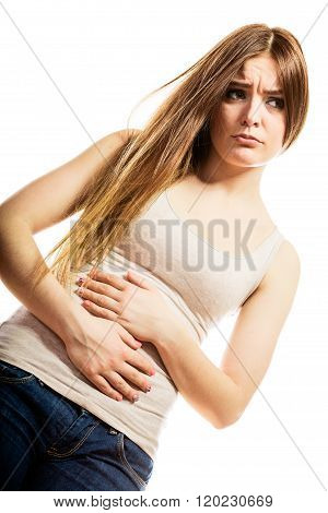 Girl Suffering From Stomach Pain