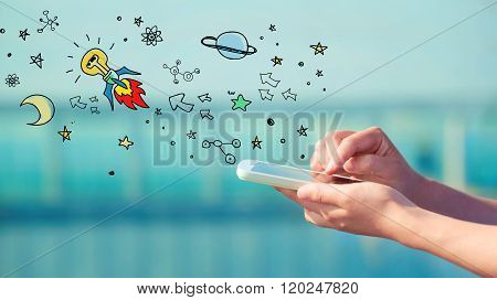 Idea Rocket Concept With Smartphone