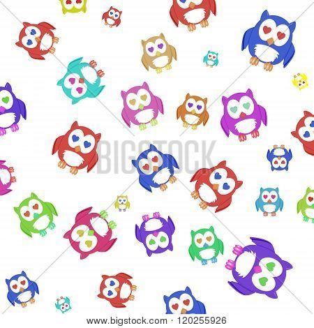 pattern. A lot of colorful owls.