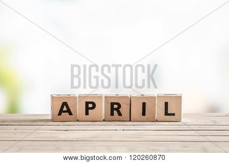 April Sign With Wooden Cubes