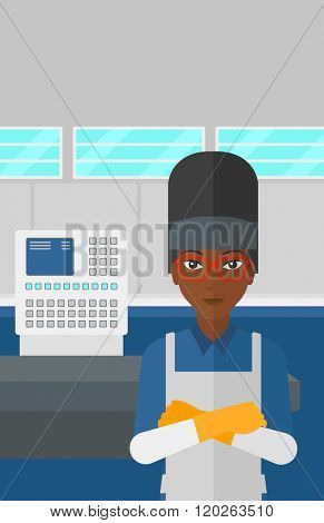 Confident smiling welder.