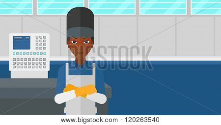 Confident smiling welder.