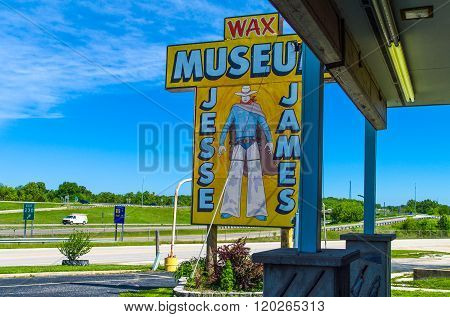 Stanton Missouri May 18. 2011:  Route 66. the Jesse James museum entrance.