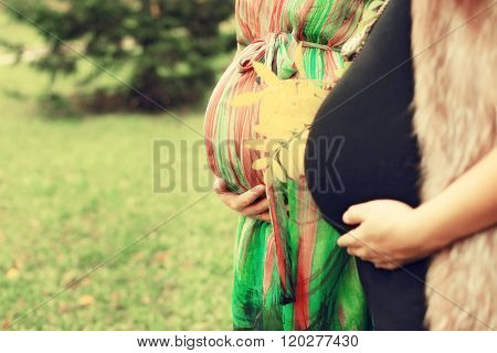 Two belly in anticipation of the baby