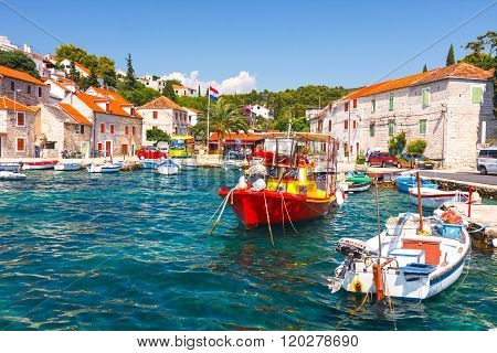 Maslinica, Solta Island, Croatia, 2010 June 30: Marina In Small Village Maslinica In Solta Island. N