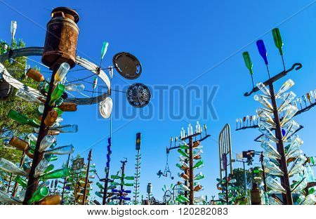 Helendale, U.S.A. - May 28, 2011: California, the Bottle Tree Ranch on the Route 66.