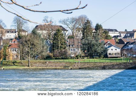 Skyline the city of Essen Kettwig Germany. Promenade Of The City Of Essen.