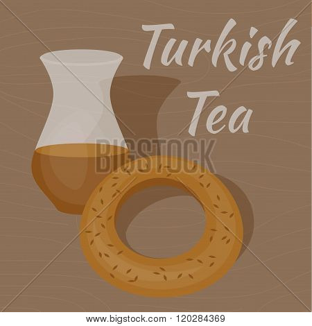 Turkish Tea Cup with traditional bagel