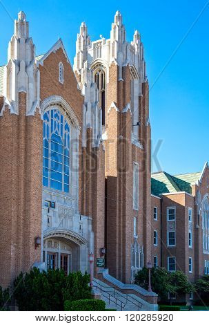 Amarillo, U.S.A. - May 21, 2011: Texas, Route 66, the Methodist church in the city center.