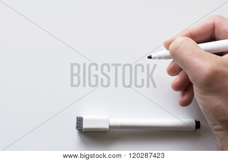 Human Hand And Whiteboard