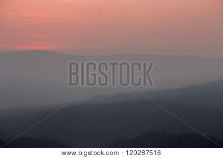 Mountain With Sunset, View From Pha Keb Tawan, Thailand