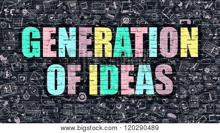 Generation of Ideas Concept. Multicolor on Dark Brickwall.