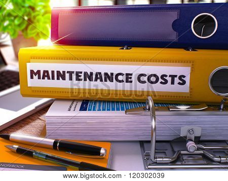Yellow Office Folder with Inscription Maintenance Costs.