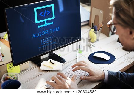 Algorithm Data Coding Process Diagram Concept