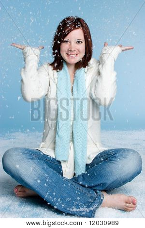 Woman in Falling Snow