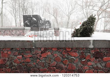 Gomel , Belarus - 27 January 2016: a memorial to the heroes of the liberators. Lunacharsky Park