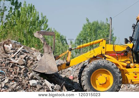 Loader Working With Rubble
