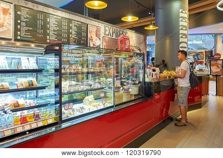 BANGKOK, THAILAND - JUNE 21, 2015: Costa Coffee interior. Costa Coffee is a British multinational coffeehouse company headquartered in Dunstable, United Kingdom