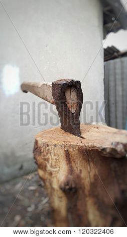 Axe In The Stump. Chop Wood. Ax And Wood.