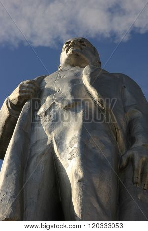 Historical metal monument of Lenin