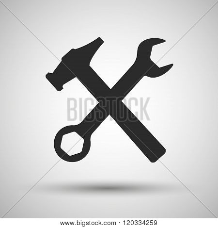 Wrench and hammer. Tools icon.