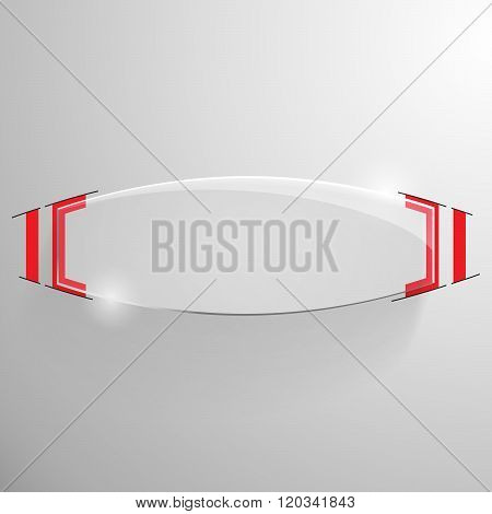 Vector glossy truncated ellipse baner, red line