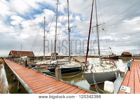 Yachts On Harbor In Hindeloopen